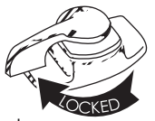 an illustration showing the latch of a window lock moved to the left in locked position. 